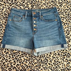 Universal Thread High Rise Midi Denim Short Button Fly Size 8
